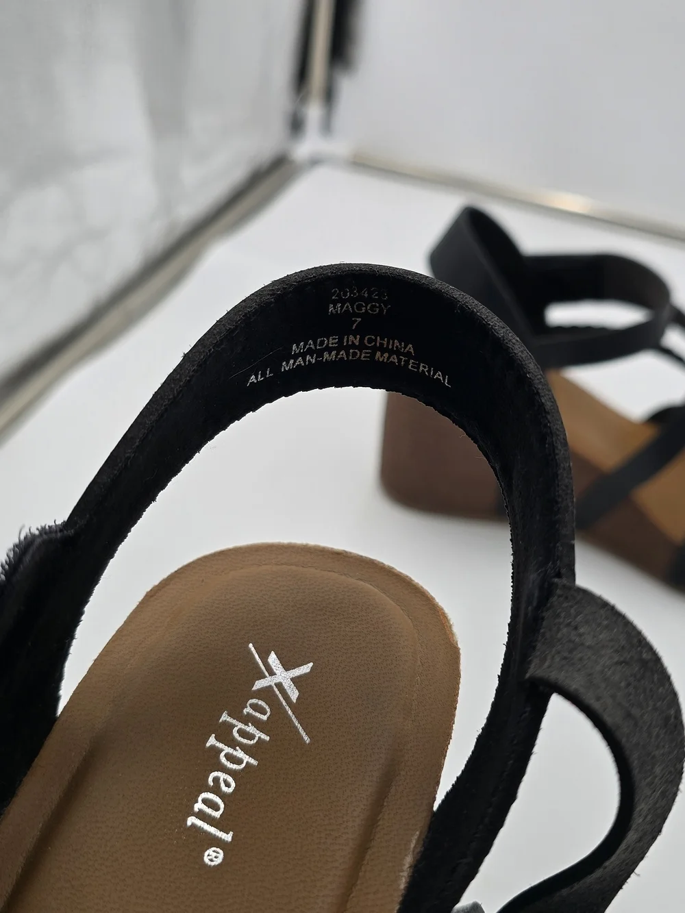 Xappeal Black Strappy Braided Wedge Sandals